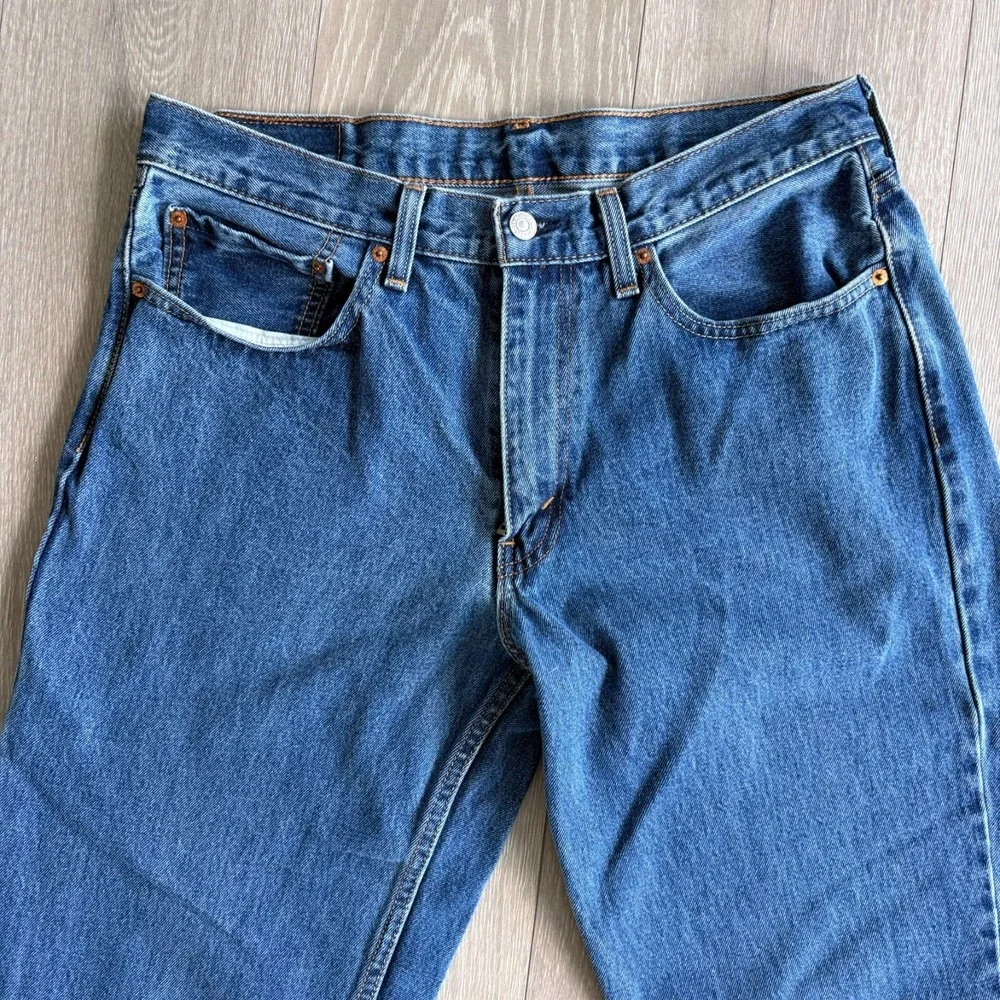 Levi's 550 Mens Blue Denim Mid Rise Relaxed Fit Classic Straight Jeans Sz 34x32